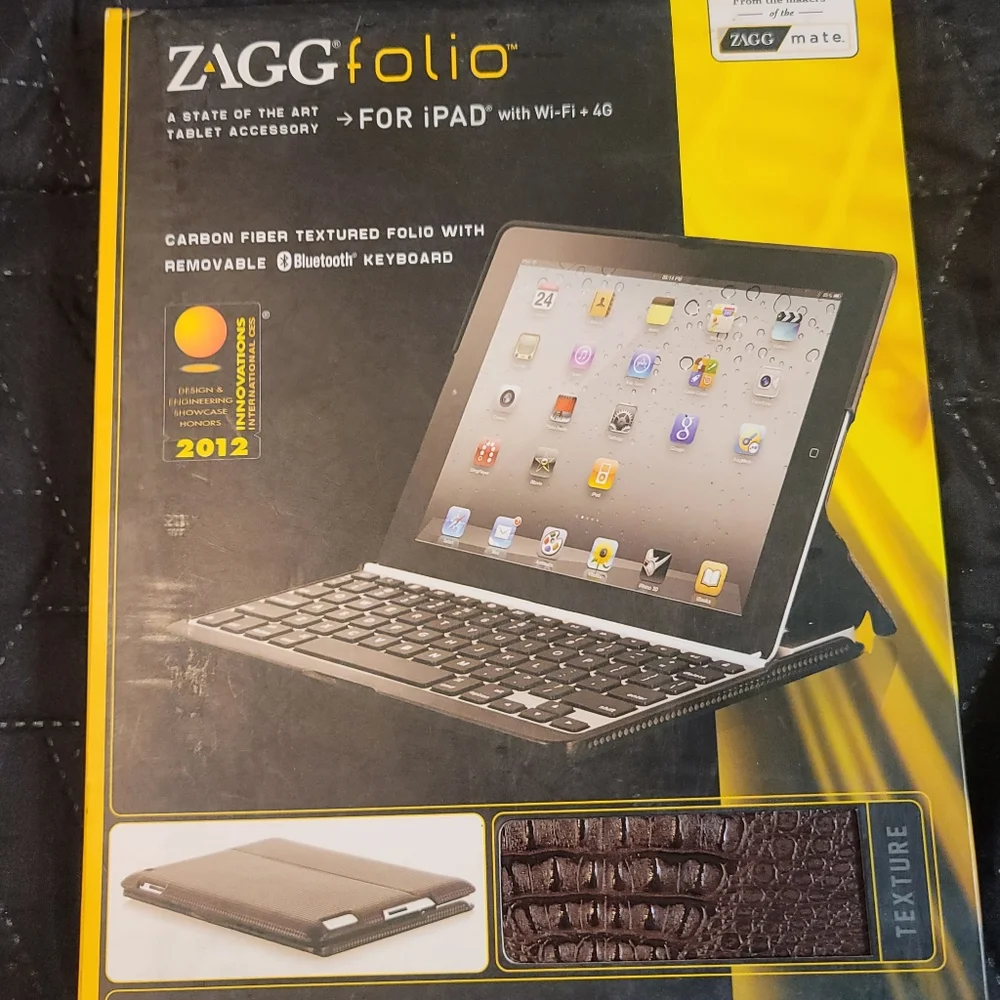 Zagg ZAGGfolio Case w/Bluetooth Keyboard for Apple iPad 2 - Alligator Leather